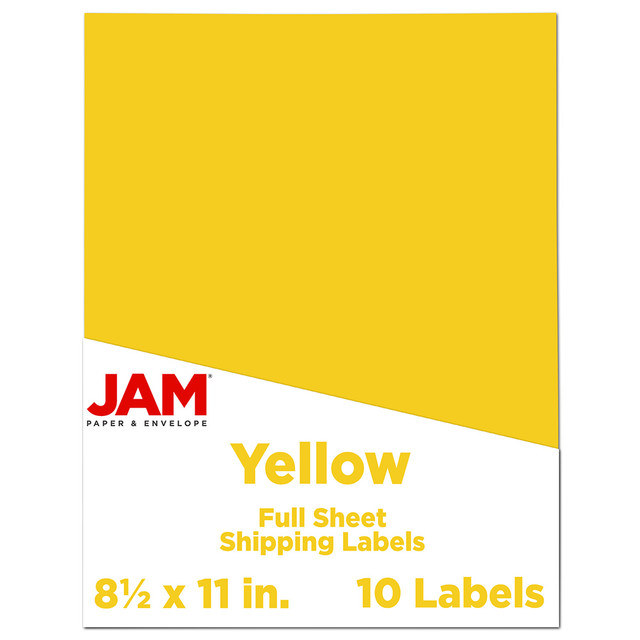 LEGG DECOYS & COMPANY, INC. 337628610 JAM Paper Full-Page Mailing And Shipping Labels, Rectangle, 8 1/2in x 11in, Yellow, Pack Of 10