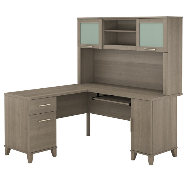 BUSH INDUSTRIES INC. SET002AG Bush Furniture Somerset L Shaped Desk With Hutch, 60inW, Ash Gray, Standard Delivery