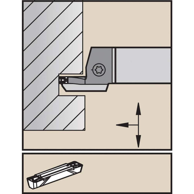 Widia 3653428 Indexable Grooving-Cutoff Toolholder: WMTBL2525M319-100-205, 3 to 3 mm Groove Width, 19 mm Max Depth of Cut, Left Hand