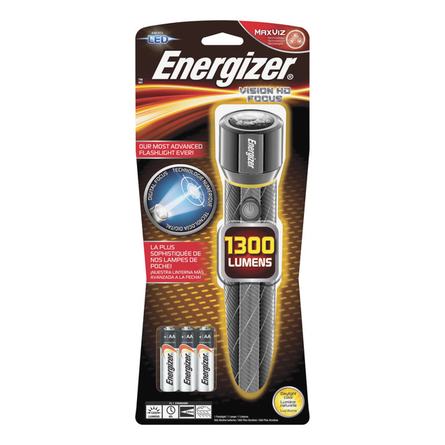 ENERGIZER BRANDS LLC EPMZH61E Energizer Vision HD Flashlight with Digital Focus - LED - 1300 lm Lumen - 6 x AA - Battery - Metal - Water Resistant - Chrome - 1 / Pack ENERGIZER BRANDS LLC EPMZH61E Energizer Vision HD Flashlight with Digital Focus - LED - 1300 lm Lumen - 6 x AA - Battery - Metal - Water Resistant - Chrome - 1 / Pack