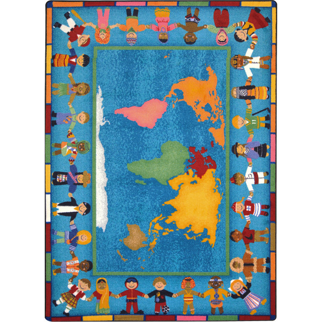 MILLIKEN & COMPANY Joy Carpets 1488C  Kids Essentials Rectangle Area Rug, Hands Around the World, 5-1/3ft x 7-33/50ft, Multicolor