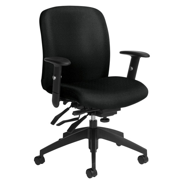 Global QS5451-3SCBK-UR22  Truform Multi-Tilter Chair, Mid-Back, Black Coal/Black