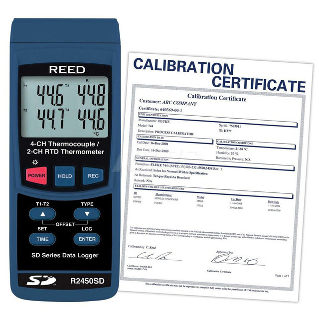 REED Instruments R2450SD-NIST Digital Data Logging Thermometer: -148 to 2,372 ° F