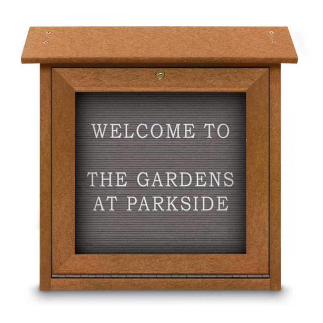 United Visual Products UVDSSM1818LB-CE Enclosed Letter Board: 18" Wide, 18" High, Fabric, Gray
