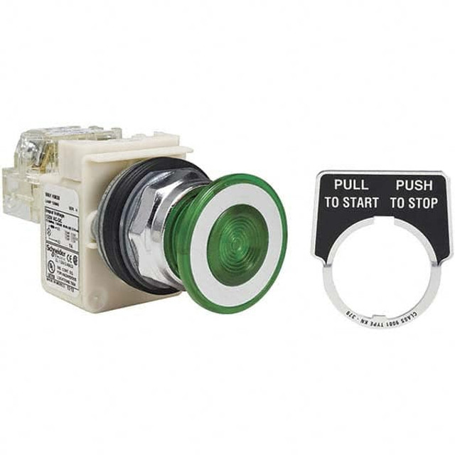 Schneider Electric 9001KR9P35GH25 Push-Button Switch: 1.22" Mounting Hole Dia, Maintained (MA)