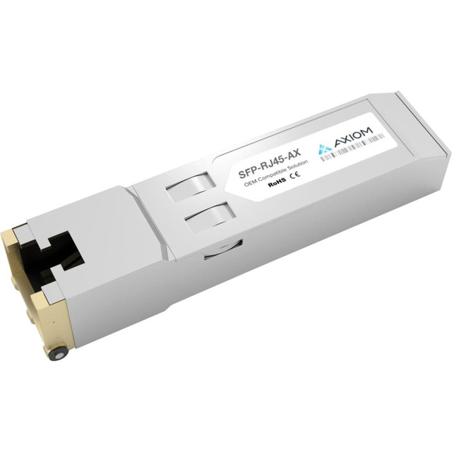 AXIOM MEMORY SOLUTIONS SFP-RJ45-AX Axiom 1000BASE-T SFP Transceiver for Datacom - SFP-RJ45 - For Data Networking - 1 x 1000Base-T - Copper - 128 MB/s Gigabit Ethernet1 Gbit/s AXIOM MEMORY SOLUTIONS SFP-RJ45-AX Axiom 1000BASE-T SFP Transceiver for Datacom - SFP-RJ45 - For Data Networking - 1 x 1000Base-T - Copper - 128 MB/s Gigabit Ethernet1 Gbit/s