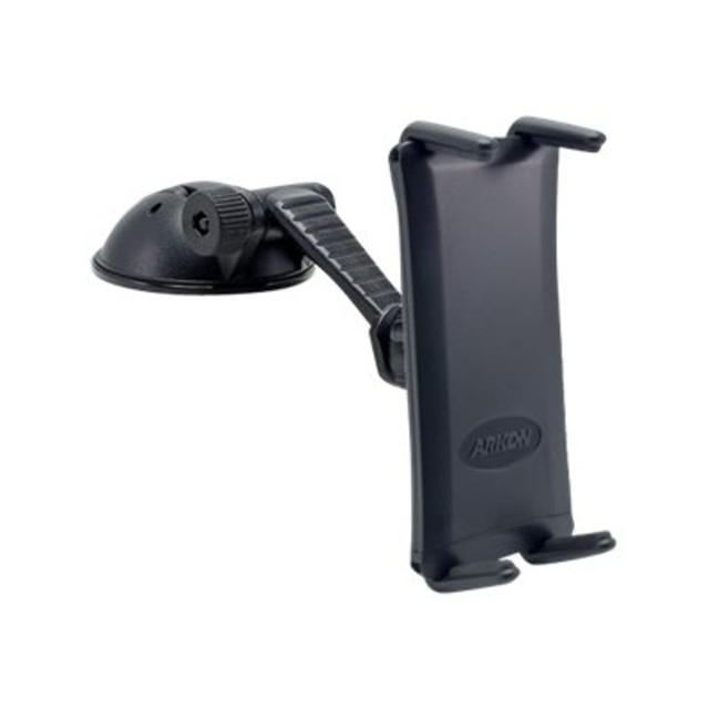 Keep your phone front and center for navigational purposes using an ARKON Mounts SM678 Slim-Grip Ultra Flat-Surface Removable Sticky Suction Mount. The sticky adhesive mounts to windshields and dashboards for secure placement.  Ideal for use with smartphones and 7in to 8in tablets.  Includes a sticky polyurethane suction pedestal for windshield or dashboard mounting.  Removable adhesive doesn't leave behind sticky residue.  Weight capacity tested to support 10 lb.  Assembly required.  Backed by the manufacturer's 90-day limited warranty.