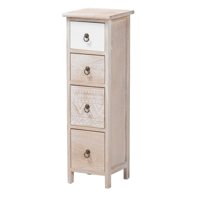 WHOLESALE INTERIORS, INC. 2721-12250 Baxton Studio Seanna 10inW 4-Drawer Storage Unit, Multicolor WHOLESALE INTERIORS, INC. 2721-12250 Baxton Studio Seanna 10inW 4-Drawer Storage Unit, Multicolor
