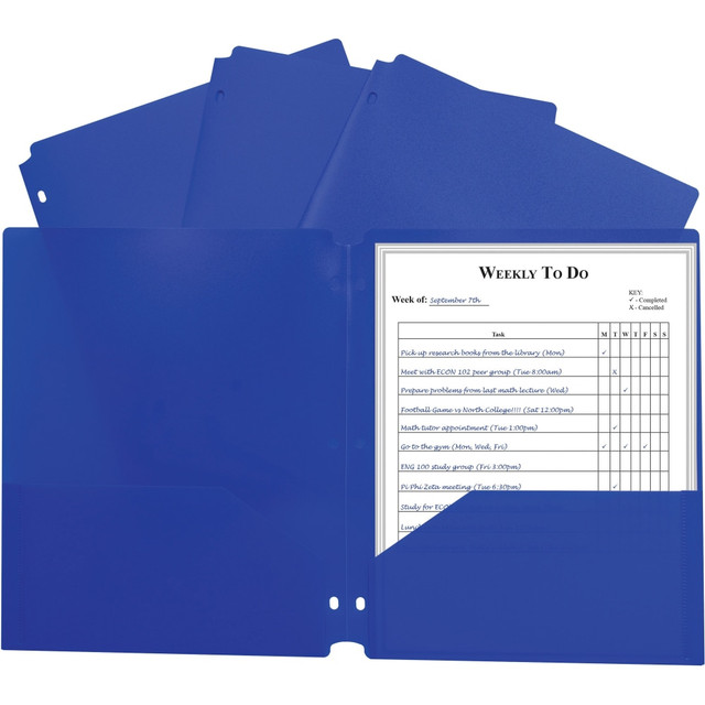 C-LINE PRODUCTS, INC. 33935 C-Line 2-pocket Heavyweight Poly Portfolio Pocket - 9.4in Width x 11.4in Length x 100 mil Thickness - For Letter 8 1/2in x 11in Sheet - 3 x Holes - Ring Binder - Rectangular - Blue - Polypropylene - 25 / Box C-LINE PRODUCTS, INC. 33935 C-Line 2-pocket Heavyweight Poly Portfolio Pocket - 9.4in Width x 11.4in Length x 100 mil Thickness - For Letter 8 1/2in x 11in Sheet - 3 x Holes - Ring Binder - Rectangular - Blue - Polypropylene - 25 / Box