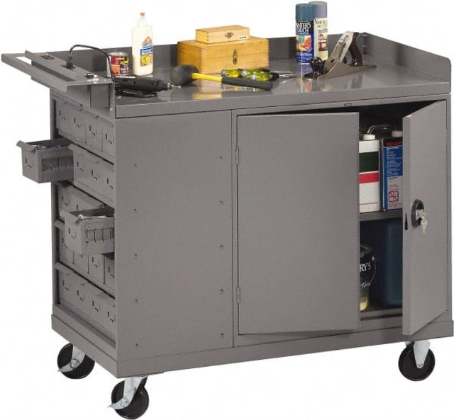 Tennsco MB-4-2545MGY Mobile Bench Mobile Work Center: 25" OAD, 1 Shelf