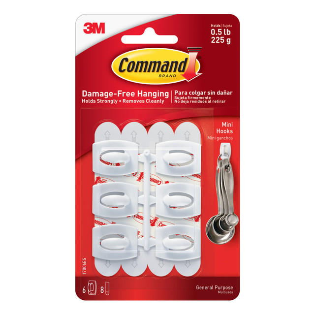 3M CO 17006 Command Mini Wall Hooks, 6 Hooks, 8 White Adhesive Strips, Damage Free Hanging Picture Hangers, No Tools Wall Hanging Strips For Living Spaces 3M CO 17006 Command Mini Wall Hooks, 6 Hooks, 8 White Adhesive Strips, Damage Free Hanging Picture Hangers, No Tools Wall Hanging Strips For Living Spaces