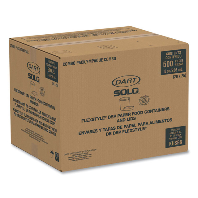 DART SOLO® KHSB8ASYM Flexstyle Double Poly Food Combo Packs, 8 oz, Symphony, Paper, 25/Pack, 10 Packs/Carton