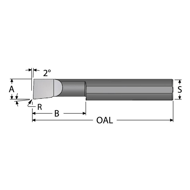 Scientific Cutting Tools B050400RA Corner Radius Boring Bar: 0.05" Min Bore, 0.4" Max Depth, Right Hand Cut, Submicron Solid Carbide