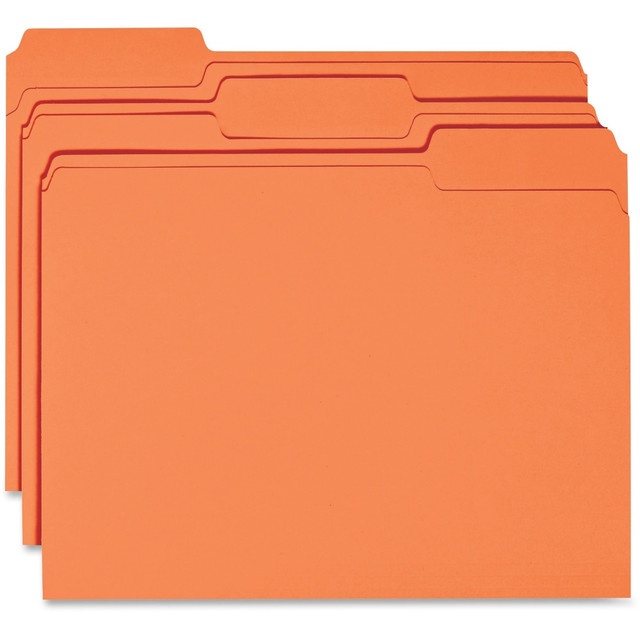 SP RICHARDS 44105 Business Source 1/3 Tab Cut Top Tab File Folders, 8-1/2in x 11in, Orange, Box Of 100 Folders