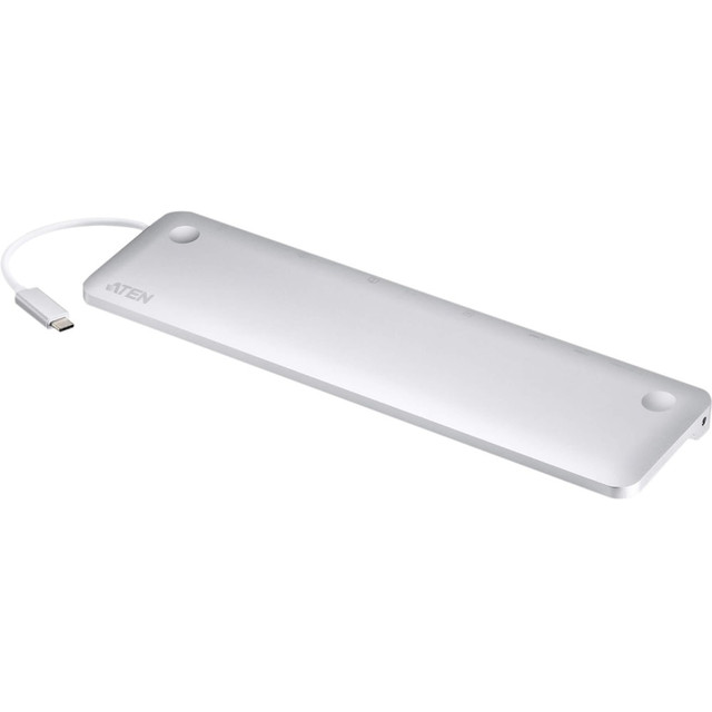 Built-in memory card readers (SD/MMC/Micro SD)  Gigabit Ethernet  1 x USB 3.1 Gen 1 Type A port supports Battery Charging Specification Revision 1.2 (BC 1.2) for Fast-Charging device  Provides Power Delivery Pass-through up to 60W after deduction of 15W used by the dock  Stylish and ultra slim docking station  Supported power profi les include 20V/3A, 12V/3A, 9V/3A and 5V/3A power specifi cation  Enhanced EMI protection by increasing the cable braid density and adding conductive foam  Supports 4K resolution on a single HDMI or DisplayPort display, and Dual 1080p on a DisplayPort and an HDMI or VGA** monitor  Audio line-in and line-out  Connects up to 10 devices instantly through a USB-C cable