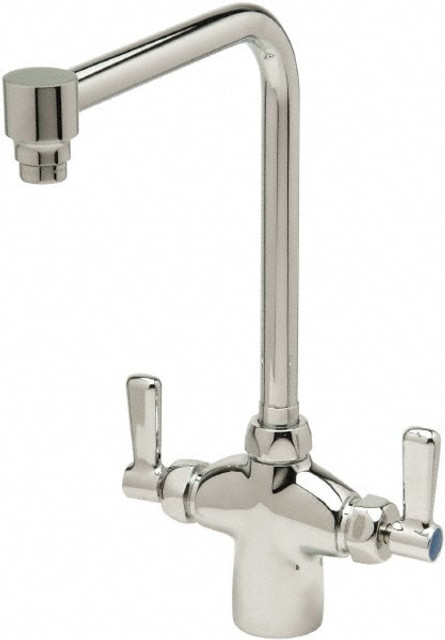 Zurn Z826S1-XL Bent Riser, Two Handle, Chrome Plated Single Hole Mount, Laboratory Faucet