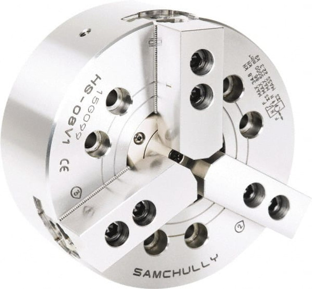 Samchully HSL-12 Hydraulic Power Lathe Chuck: 304 mm Dia, 3 Jaws, Plain Back Mount