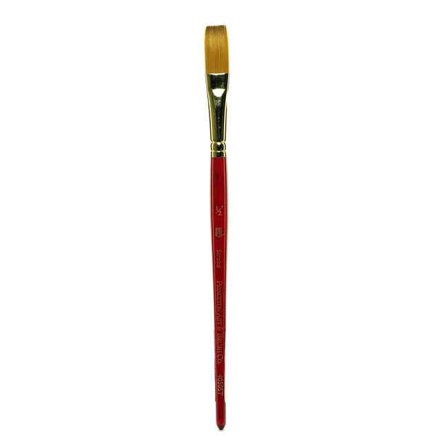 PRINCETON ARTIST BRUSH CO. 4050ST-050 Princeton Series 4050 Heritage Synthetic Sable Watercolor Short-Handle Paint Brush, 1/2in, Stroke Bristle, Sable Hair, Red