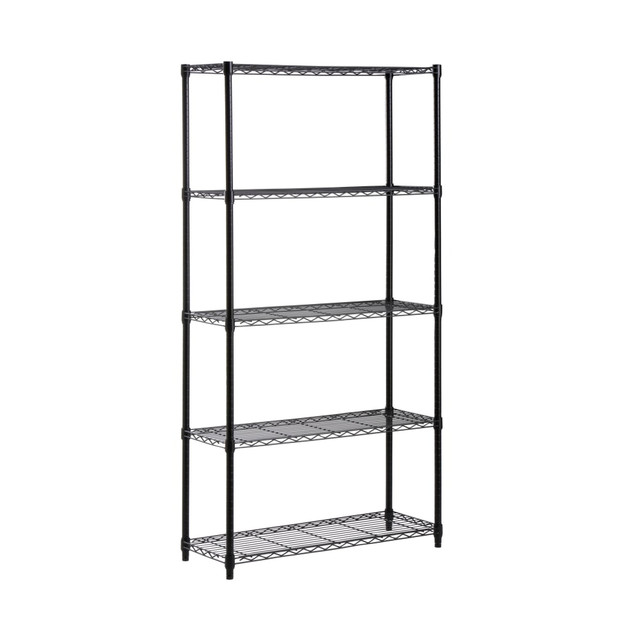 HONEY-CAN-DO INTERNATIONAL, LLC SHF-01442 Honey-can-do SHF-01442 5-Tier Industrial Shelving Holds 200-Pounds Per Shelf, 72-Inch, Black - 5 Tier(s) - 72in Height x 14in Width36in Length - Floor - Durable, Adjustable Shelf, Rust Resistant - Black - Ste