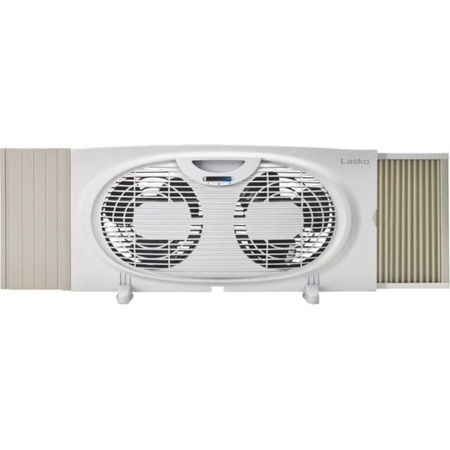 LASKO PRODUCTS, LLC W07350 Lasko Twin Window Fan - 2 Speed - Quiet, Carrying Handle, Manual Control, Energy Efficient, Safety Fuse - 10.2in Height x 5.2in Width - White LASKO PRODUCTS, LLC W07350 Lasko Twin Window Fan - 2 Speed - Quiet, Carrying Handle, Manual Control, Energy Efficient, Safety Fuse - 10.2in Height x 5.2in Width - White