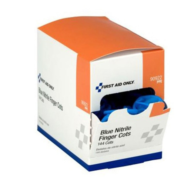 FIRST AID ONLY, INC. 90922 First Aid Only Nitrile Finger Cots, 1in x 3in, Blue, Box Of 144 Cots