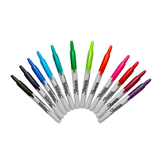 NEWELL BRANDS INC. 32707 Sharpie Retractable Permanent Markers, Fine Point, Assorted, Box Of 12 NEWELL BRANDS INC. 32707 Sharpie Retractable Permanent Markers, Fine Point, Assorted, Box Of 12