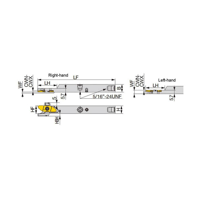 Tungaloy 6777893 Indexable Cutoff Toolholder: 10.5 mm Max Depth of Cut, 20 mm Max Workpiece Dia, 0.6 mm Min Insert Width, Right Hand