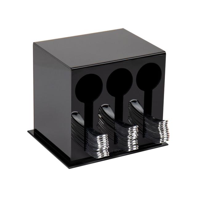 EMS MIND READER LLC 3CSTOR-BLK Mind Reader 3-Compartment Plastic Utensil Dispenser, 6inH x 5-3/4inW x 7inD, Black EMS MIND READER LLC 3CSTOR-BLK Mind Reader 3-Compartment Plastic Utensil Dispenser, 6inH x 5-3/4inW x 7inD, Black