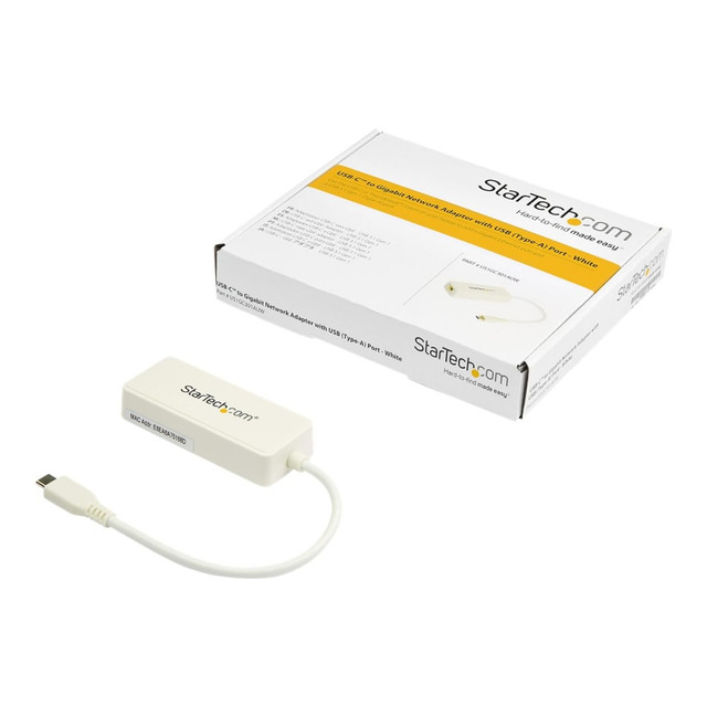 STARTECH.COM US1GC301AUW  USB C To Gigabit Ethernet Adapter With USB A Port, White