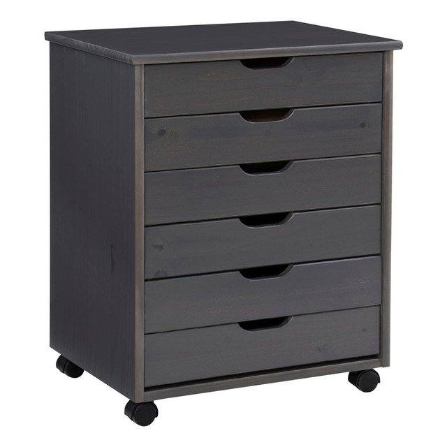 LINON HOME DECOR PRODUCTS, INC OFDP1857 Linon Casimer 6-Drawer Wide Rolling Home Office Storage Cart, Grey LINON HOME DECOR PRODUCTS, INC OFDP1857 Linon Casimer 6-Drawer Wide Rolling Home Office Storage Cart, Grey