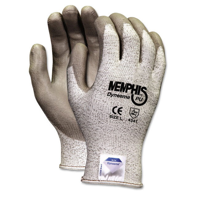 MCR SAFETY 9672L Memphis Dyneema Polyurethane Gloves, Large, White/Gray, Pair