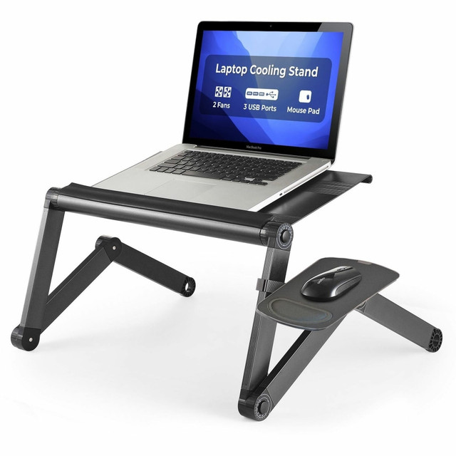 UNCAGED ERGONOMICS WECB WorkEZ Adjustable Height Tilt Ergonomic Laptop Stand, Cool Black