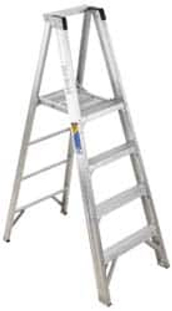 Werner P404 4-Step Aluminum Ladder Platform: 375 lb Capacity, 15" Wide, 12.6" Deep