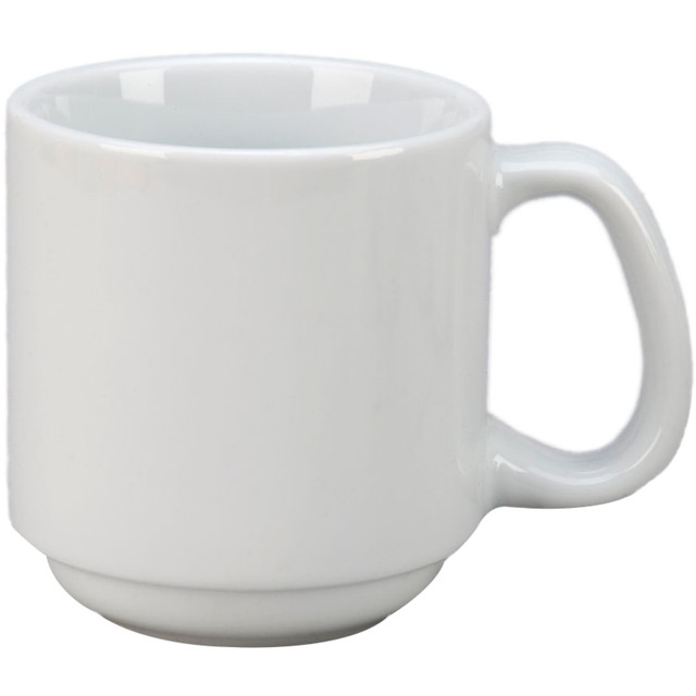 VERTEX CHINA Hoffman SM-P  Vertex Argyle Stackable Porcelain Summit Mugs, 10 Oz, White, Pack Of 36 Mugs