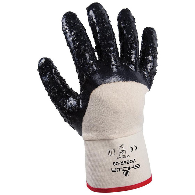 SHOWA 7066R-09 Work & General Purpose Gloves; Glove Type: Industrial ; Application: Drainage; Piping; Guttering And Drain Pipe ; Glove Material: Cotton Knit; Nitrile ; Lining Material: Cotton Knit ; Back Material: Cotton Fabric ; Cuff Style: Safety