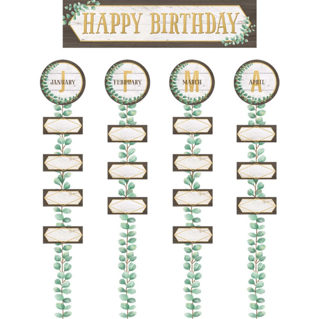 ARTHUR SCHUMAN INC. TCR8473 Teacher Created Resources Eucalyptus Happy Birthday Bulletin Board Set, Multicolor, Set Of 70 Pieces ARTHUR SCHUMAN INC. TCR8473 Teacher Created Resources Eucalyptus Happy Birthday Bulletin Board Set, Multicolor, Set Of 70 Pieces