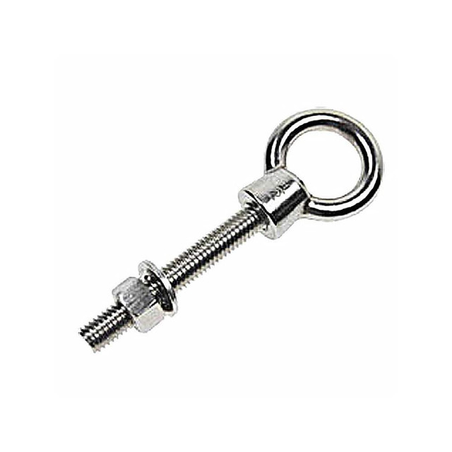 US Cargo Control WEBSS14X2-38 Fixed Lifting Eye Bolt: Without Shoulder, 400 lb Capacity, 1/4 Thread, Grade 316 Stainless Steel