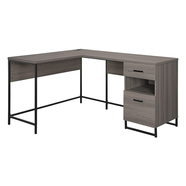 OFFICE STAR PRODUCTS HGN781-FK Office Star Hagney Lane 58inW L-Shaped Computer Desk With Power And Storage, Farm Oak OFFICE STAR PRODUCTS HGN781-FK Office Star Hagney Lane 58inW L-Shaped Computer Desk With Power And Storage, Farm Oak