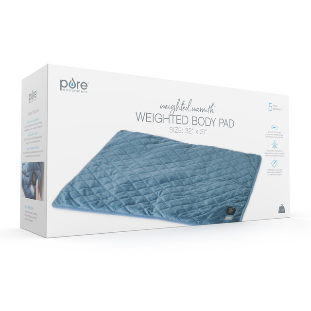 BEAR DOWN CONSULTING PEWTPLRG Pure Enrichment Weighted Warmth Body Pad With Heat, 30-1/2inL x 20-1/2inW, Blue