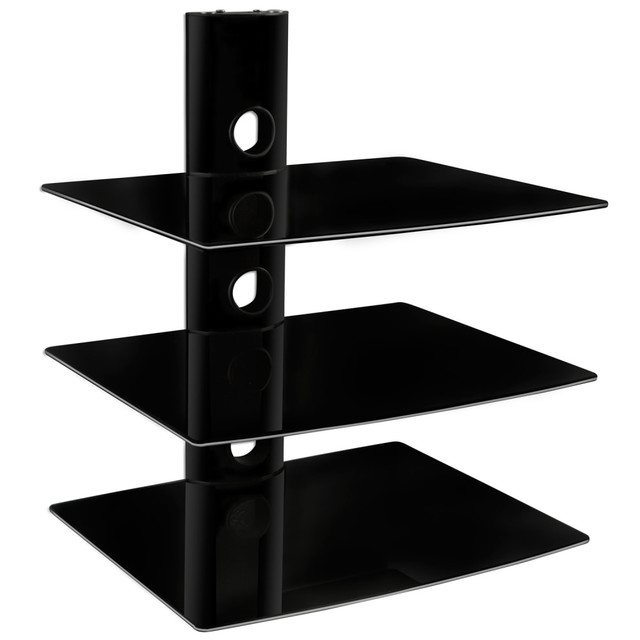 TRANSFORM PARTNERS LLC Mount-It! MI-803  MI-803 Triple Glass Wall Mounted Floating Shelf, 21-7/16inH x 17inW x 14inD, Black