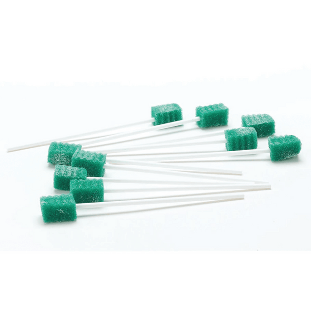 MEDLINE INDUSTRIES, INC. Medline MDS096504  DenTips Oral Swabsticks, Treated, Green, 10 Swabsticks Per Pack, Box Of 50 Packs, Case Of 2 Boxes