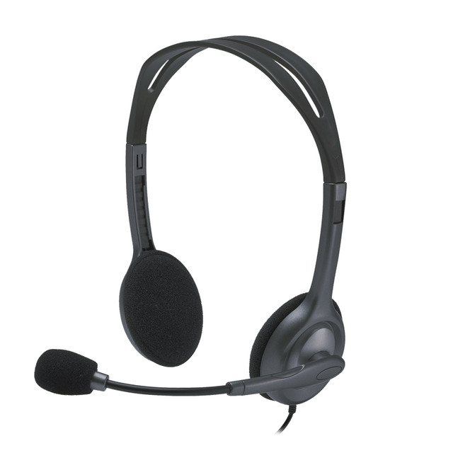 LOGITECH 981000612  H111 Over-The-Head Binaural Stereo Headset, Gray