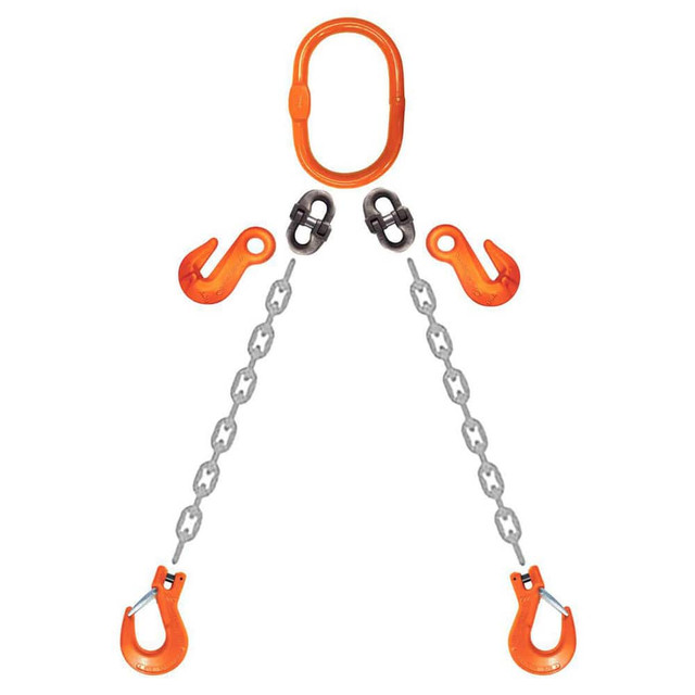 Stren-Flex CM1212G10DOSA Chain Sling: 12' Long, 15,200 lb Vertical, 12,400 lb Choker, 8,800 lb Basket, Steel