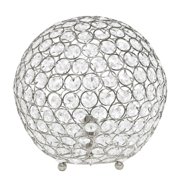 ALL THE RAGES INC Lalia Home LHT-3013-CH  Elipse Glamorous Crystal Orb Table Lamp, 10inH, Chrome