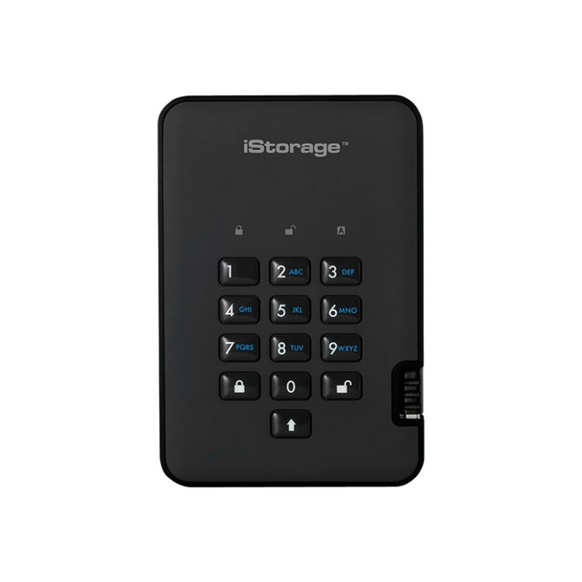 ISTORAGE LIMITED IS-DA2-256-2000-B iStorage diskAshur2 - Hard drive - encrypted - 2 TB - external (portable) - USB 3.1 Gen 1 - 5400 rpm - buffer: 8 MB - 256-bit AES, FIPS 197 - phantom black - TAA Compliant