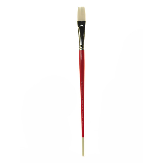 COLART FINE ART & GRAPHICS LTD. Winsor &amp; Newton 5417010 Winsor & Newton University Series Long-Handle Paint Brush 236, Size 10, Flat Bristle, Hog Hair, Red