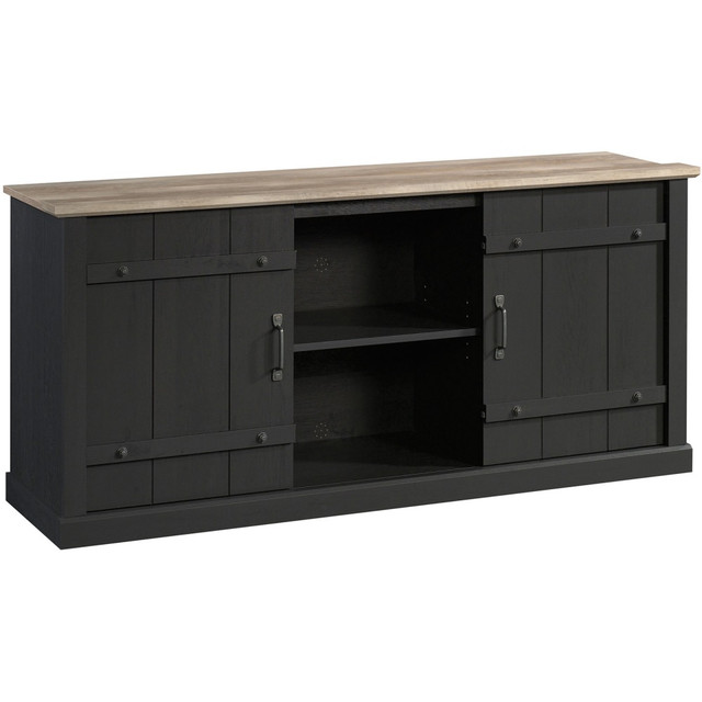 SAUDER WOODWORKING CO. 429346 Sauder Select Farmhouse Entertainment Credenza With Sliding Doors For 70in TVs, Raven Oak/Lintel Oak SAUDER WOODWORKING CO. 429346 Sauder Select Farmhouse Entertainment Credenza With Sliding Doors For 70in TVs, Raven Oak/Lintel Oak