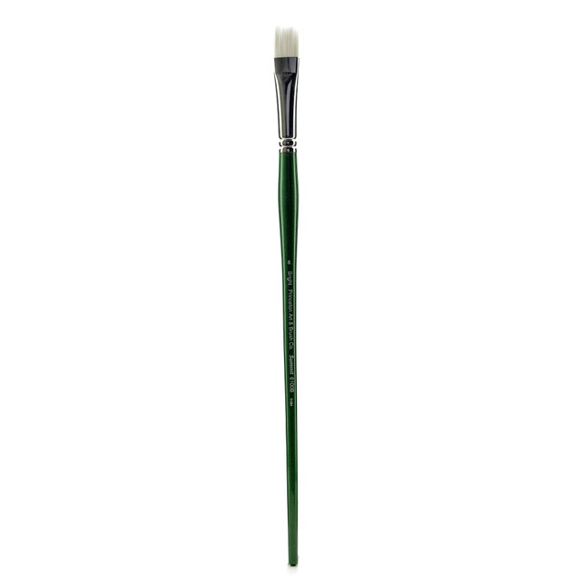 PRINCETON ARTIST BRUSH CO. 6100B-8 Princeton Synthetic Bristle Oil And Acrylic Paint Brush 6100, Size 8, Bright Bristle, Synthetic, Green
