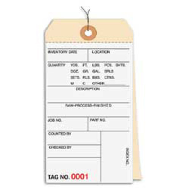 B O X MANAGEMENT, INC. B O X Packaging G15163 Prewired Manila Inventory Tags, 2-Part Carbonless, 7500-7999, Box Of 500