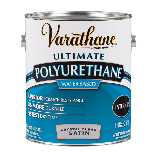 THE FLECTO COMPANY INC. Varathane 200231  Ultimate Water-Based Polyurethane, 1 Gallon, Crystal Clear Satin, Pack Of 2 Cans